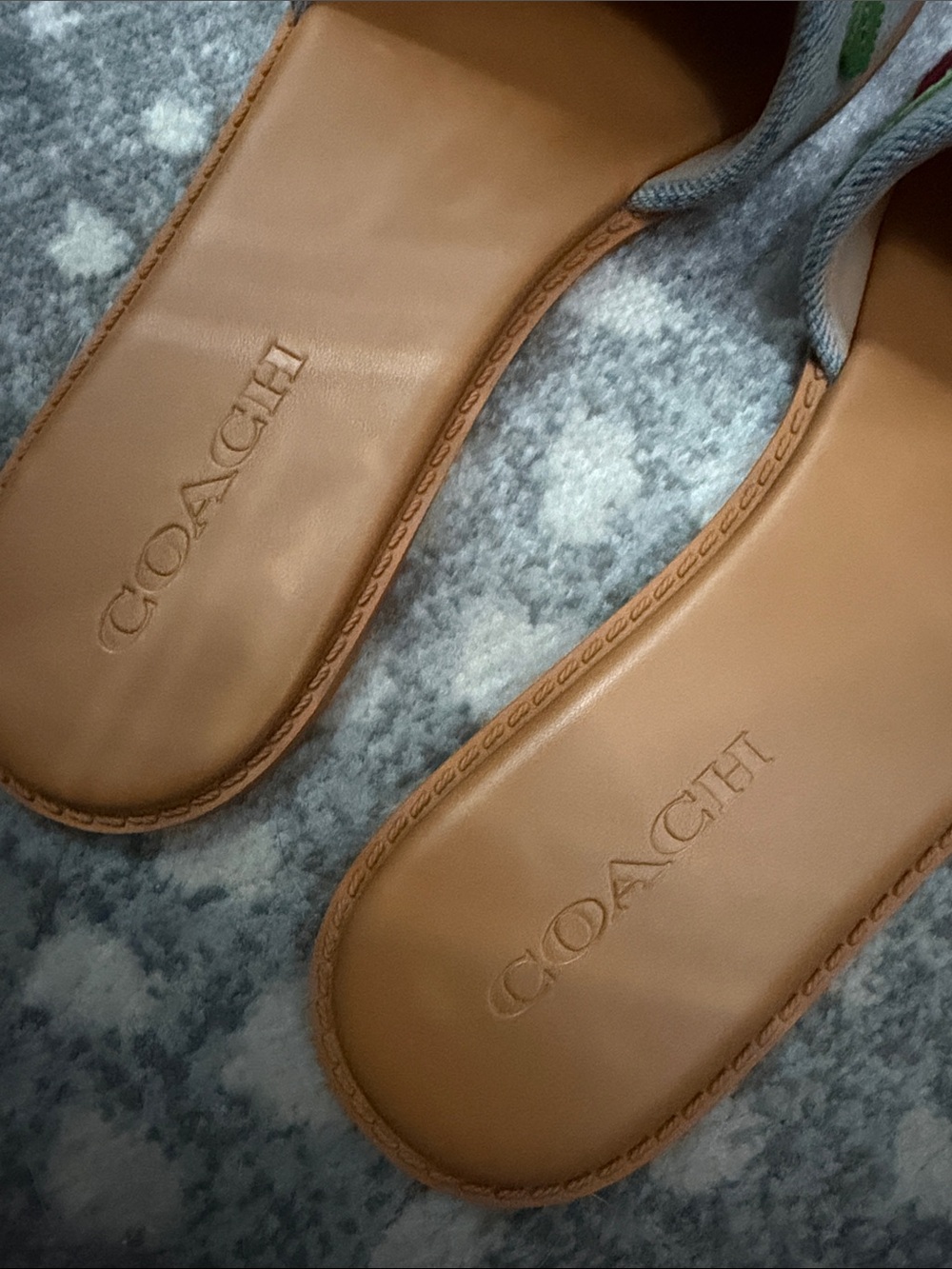 Coach Denim Cherry Slide Sandals - Light Blue & Tan🚨‼️ FINAL DROP!! - Picture 5 of 7